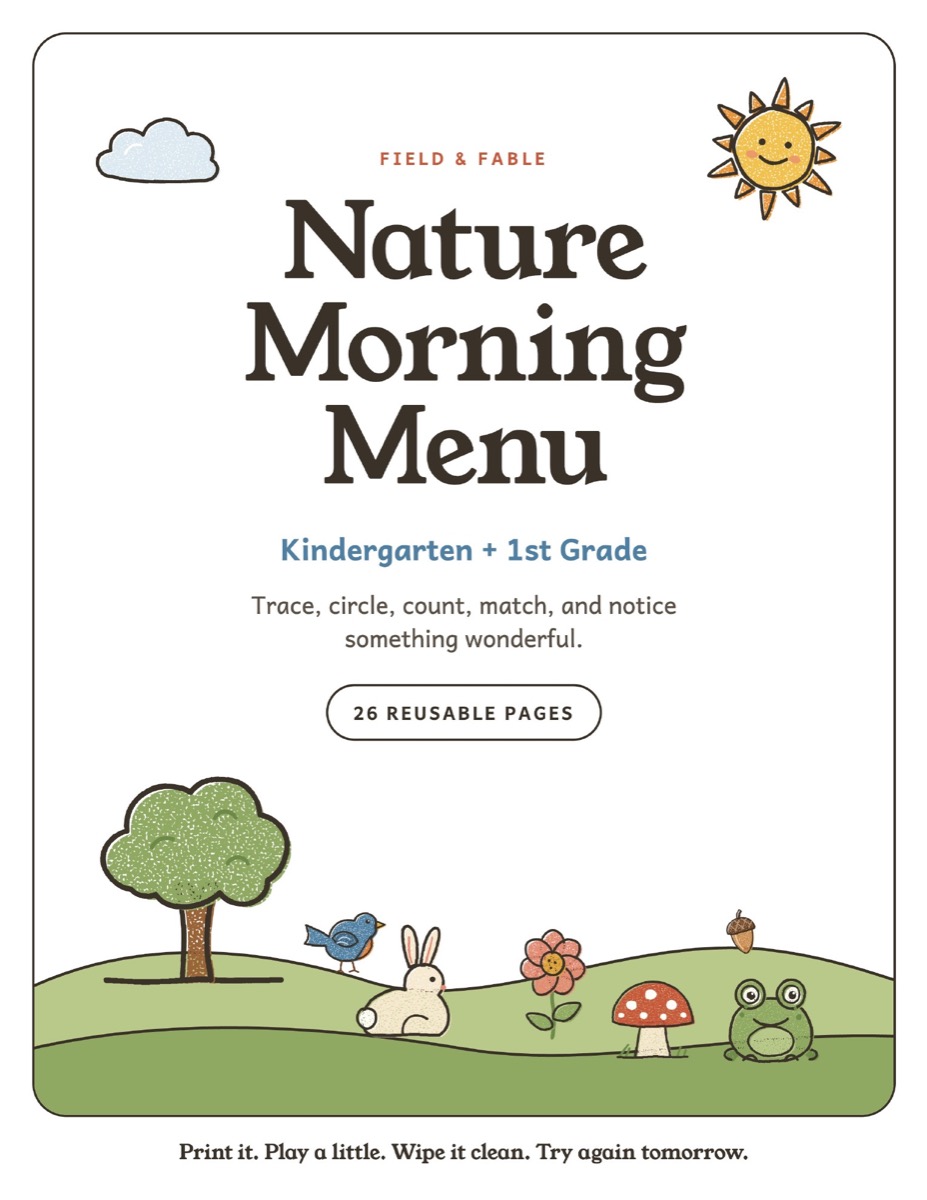 The cover of the Nature Morning Menu for ages 4–7.