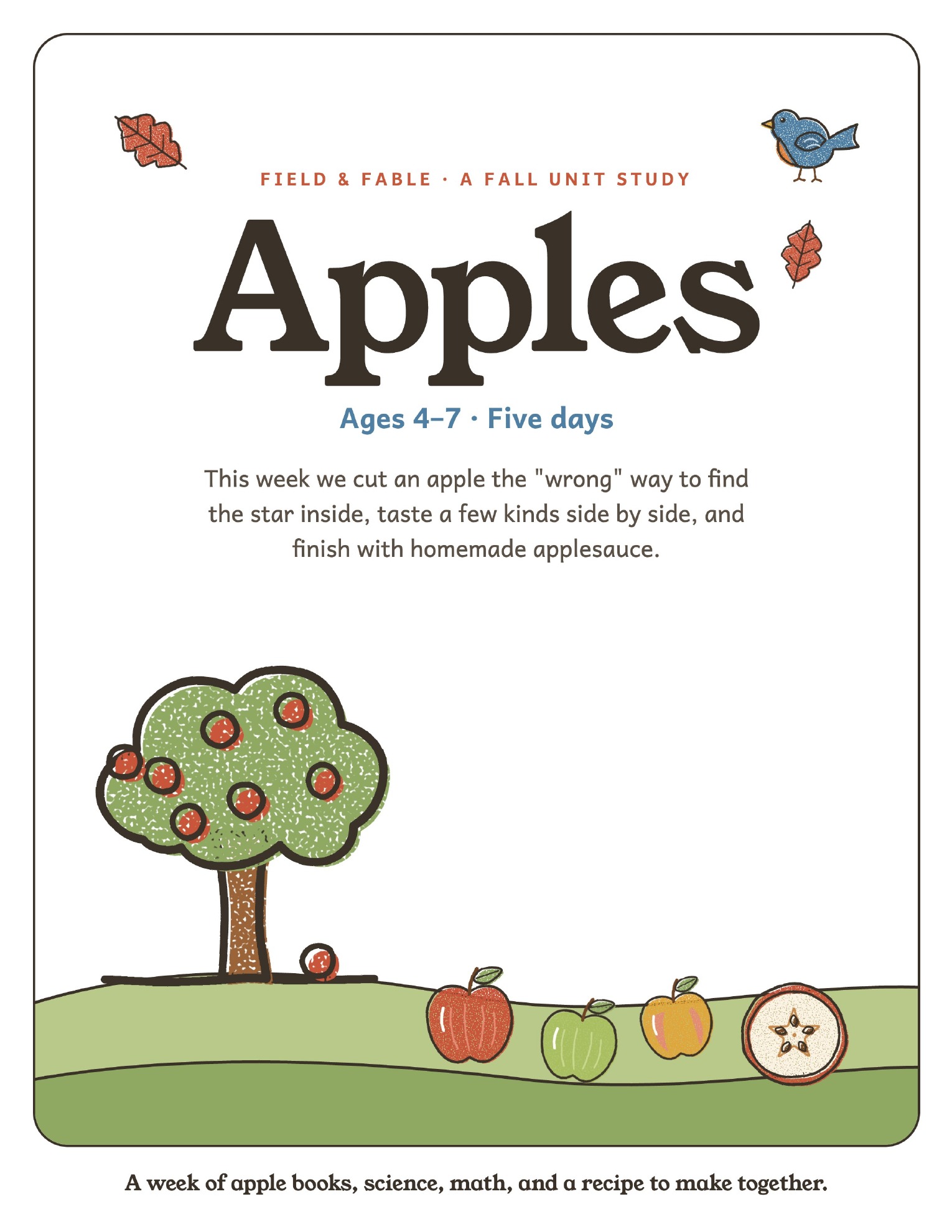 The cover of the Apples unit study.