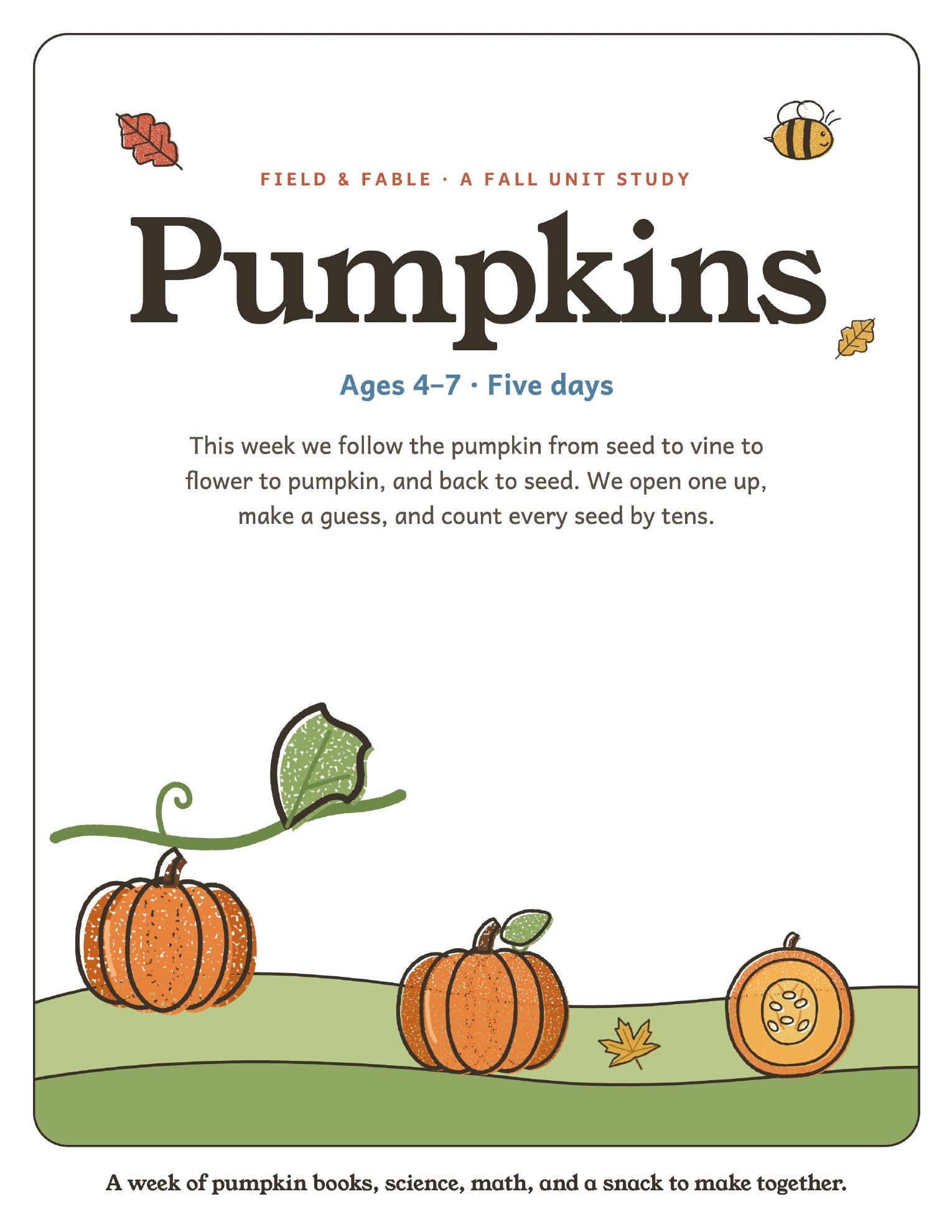 The cover of the Pumpkins unit study.