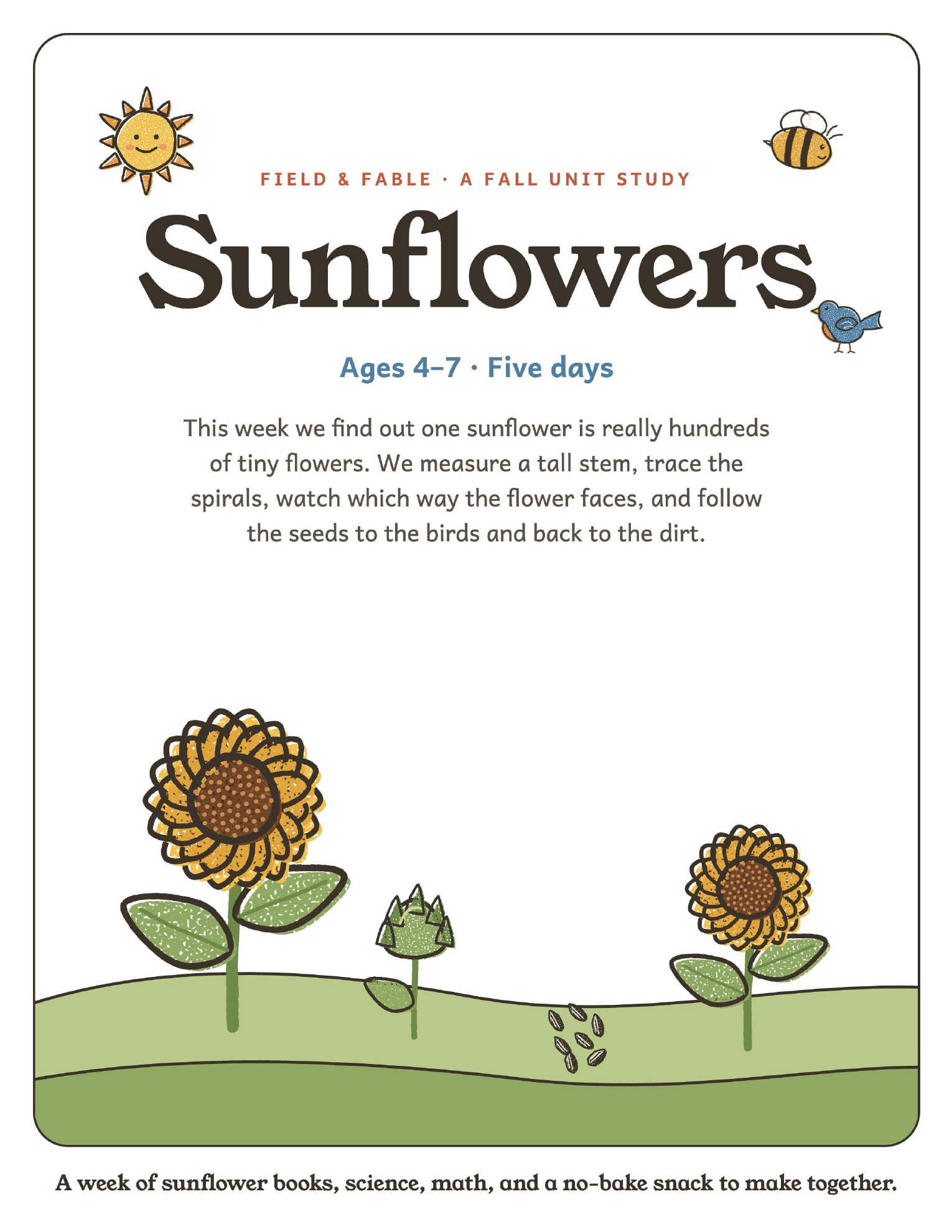 The cover of the Sunflowers unit study.