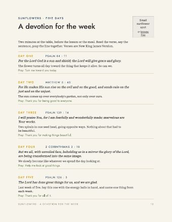 Page 10: A devotion, five days