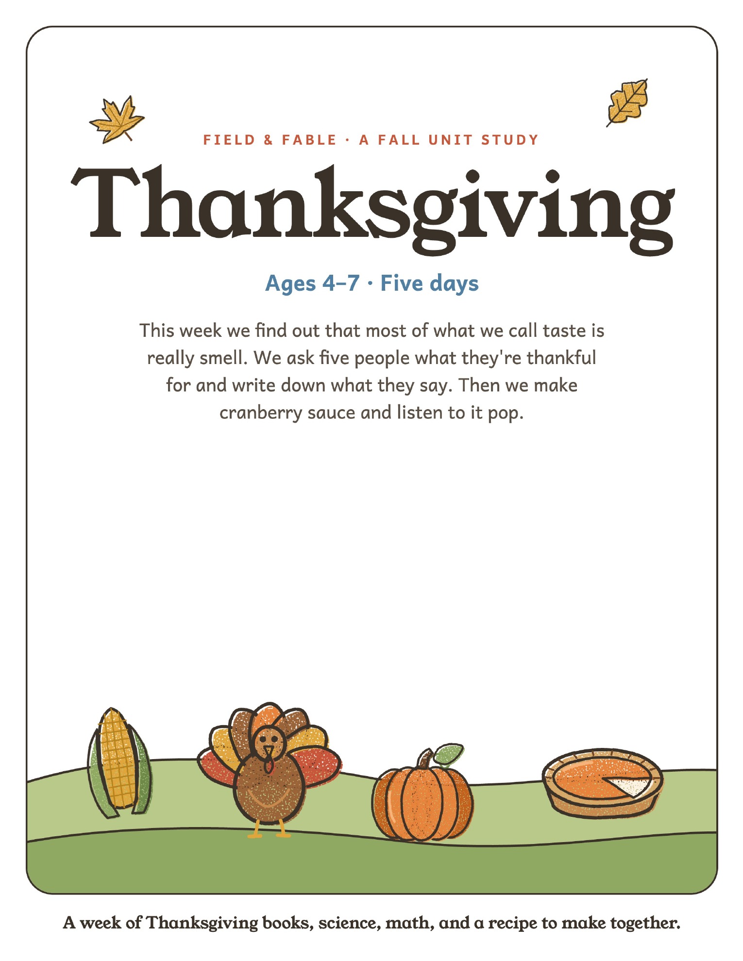 The cover of the Thanksgiving and Gratitude unit.
