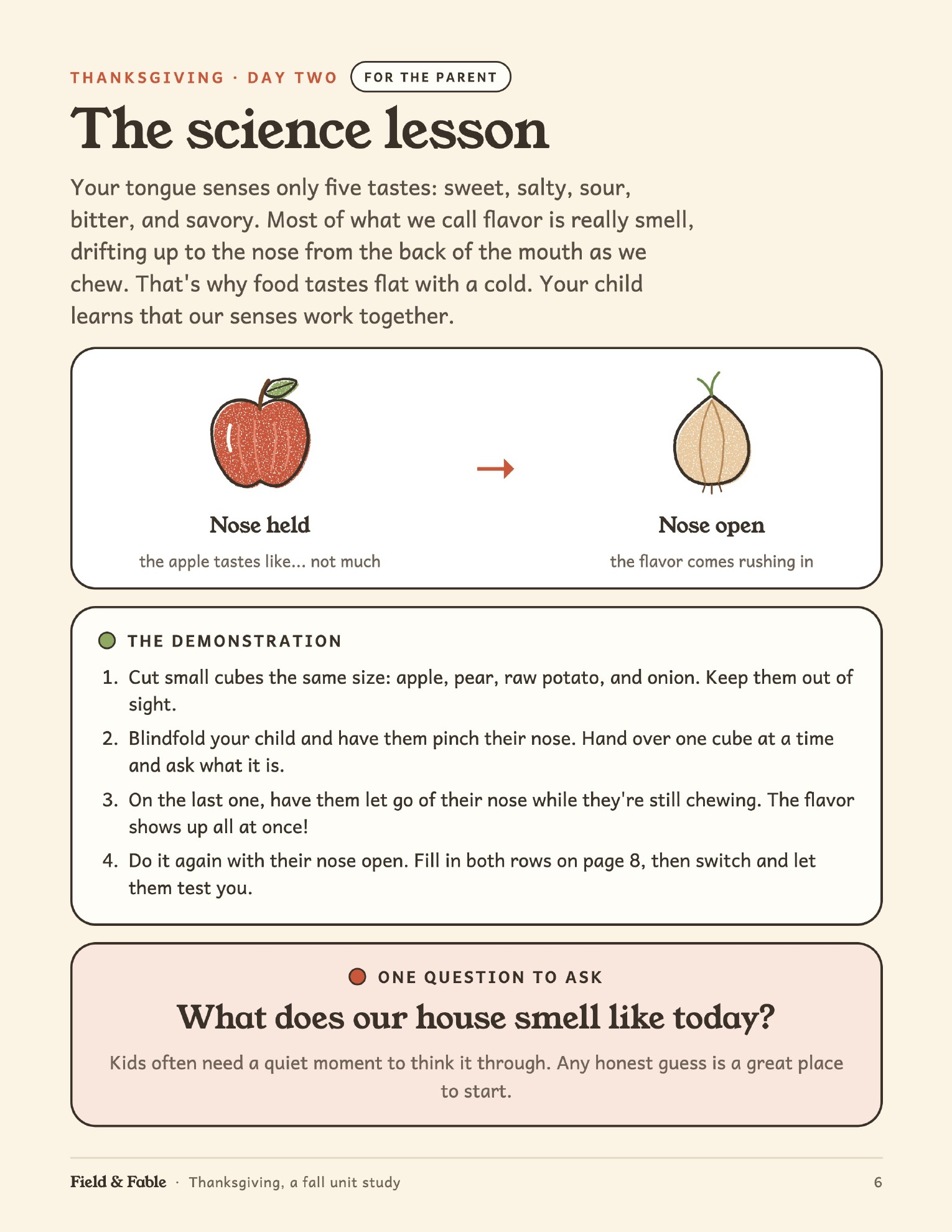 The science lesson page from the Thanksgiving and Gratitude unit.
